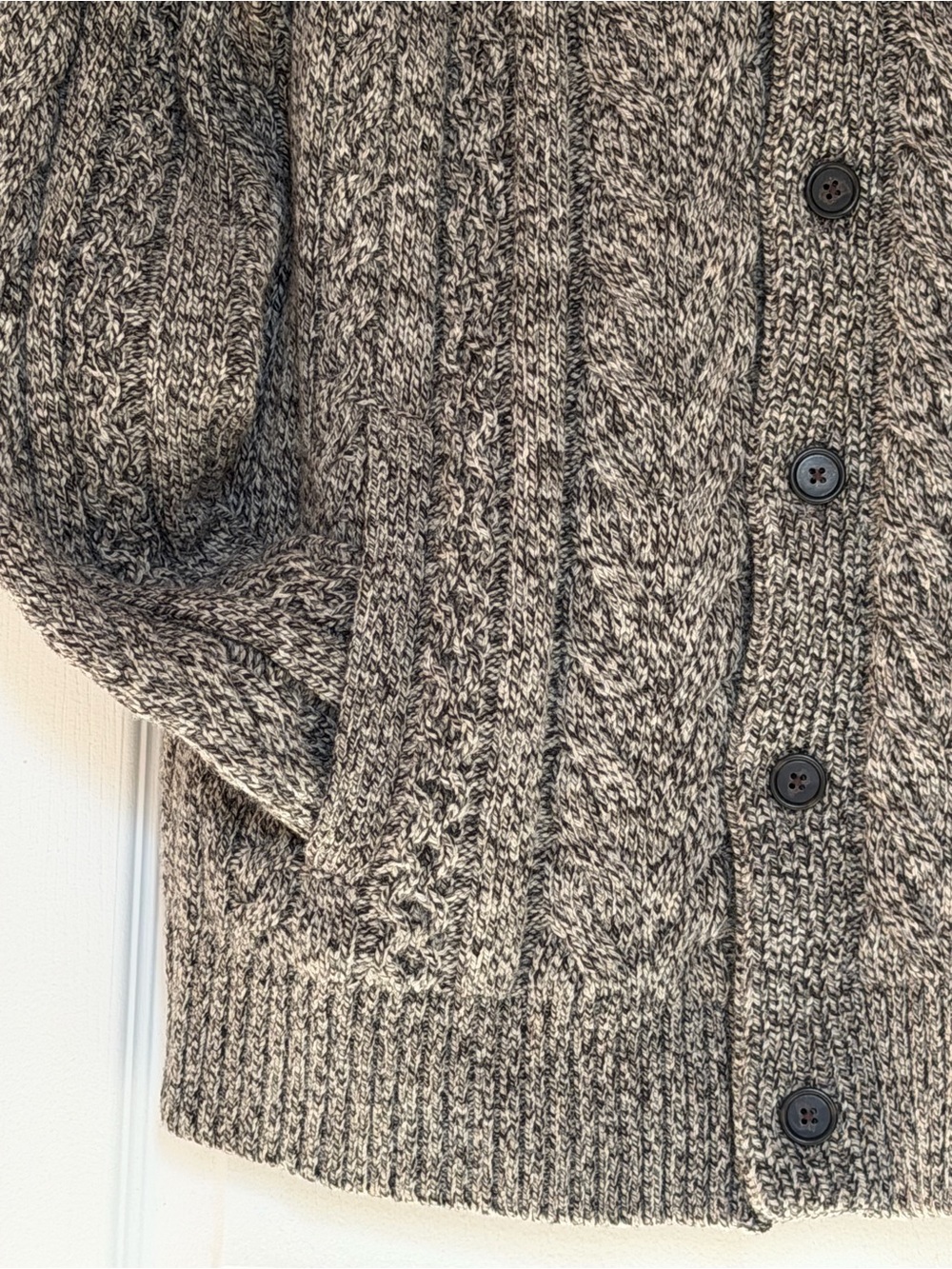 Banana Republic Men's Shawl Collar Cable Knit Wool Cardigan-Brown Marled BNWT